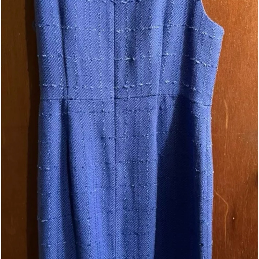 Ann Taylor Tweed Sheath Dress Sz 14 Ocean Blue Has A Chanel Vibe A True Classic